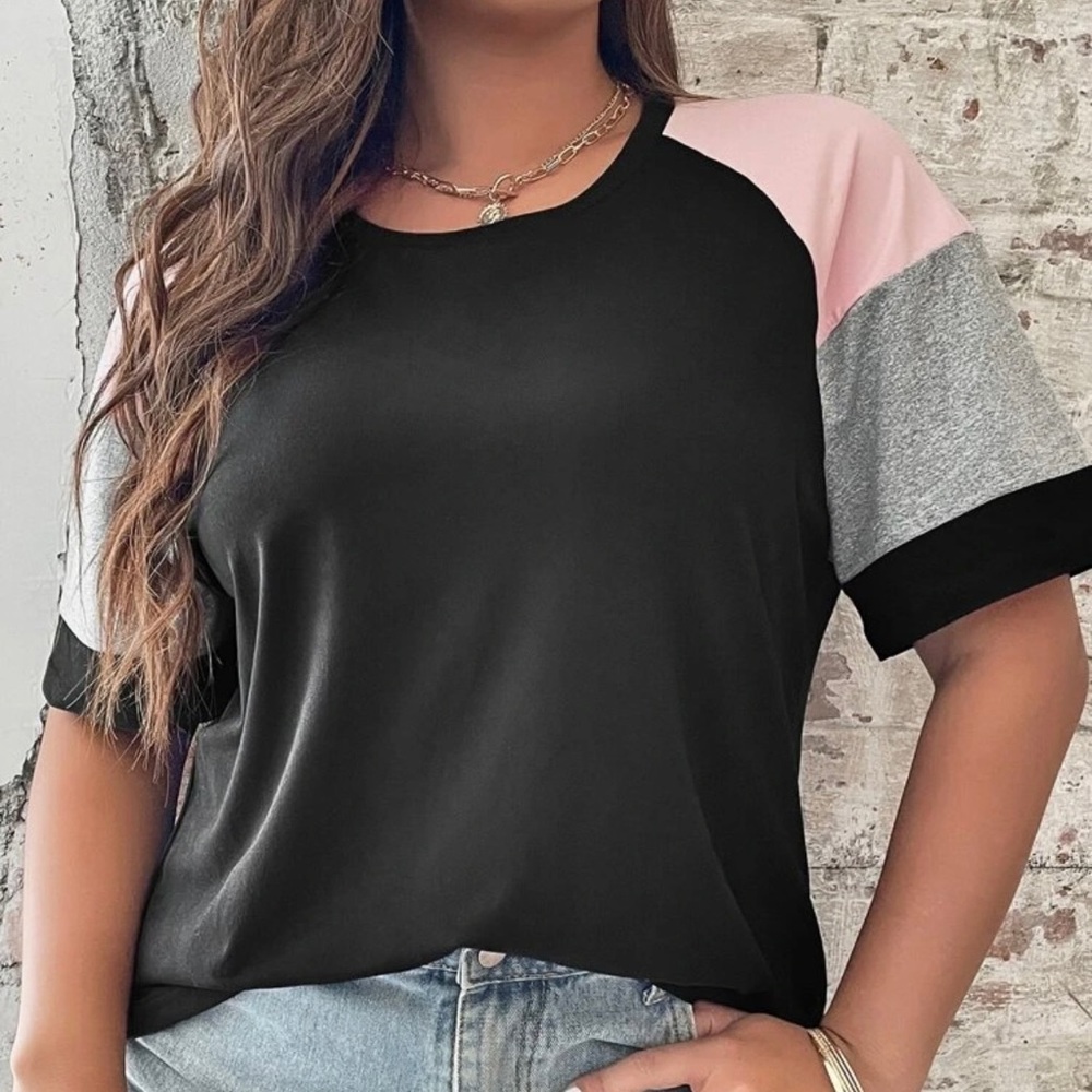 SHEIN Plus Black, Pink, & Grey Top 2X